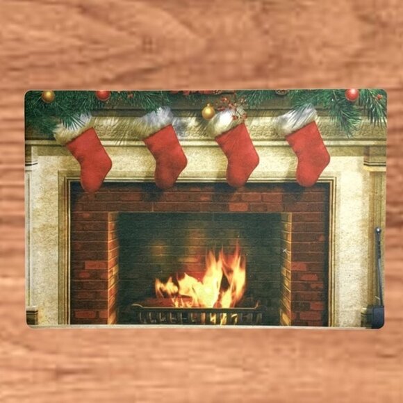 Holiday Doormat Fireplace Christmas Stockings Rectangle 16 X 24 In Multicolor - Picture 2 of 12